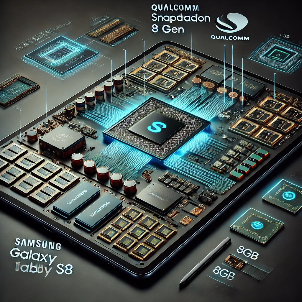 Here is the image showcasing the internal hardware of the Samsung Galaxy Tab S8