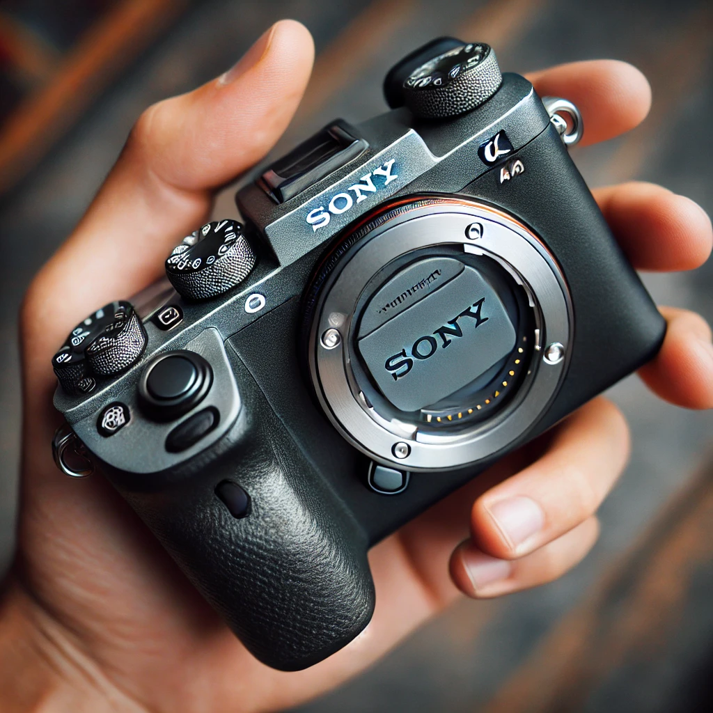 Here's the image showcasing the ergonomic grip and detailed layout of buttons and dials on the Sony a6000 Review: Swift Performance and Robust Features 